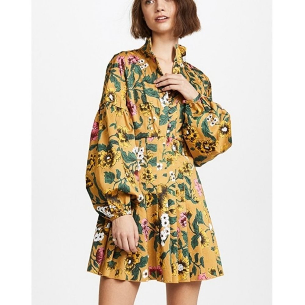NWT Floral fit and flare puff sleeve dress XXS